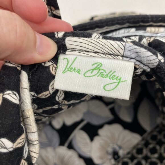 Vera Bradley Tote Bag Purse Black White Floral Quilted Cotton Cottagecore - Picture 9 of 15
